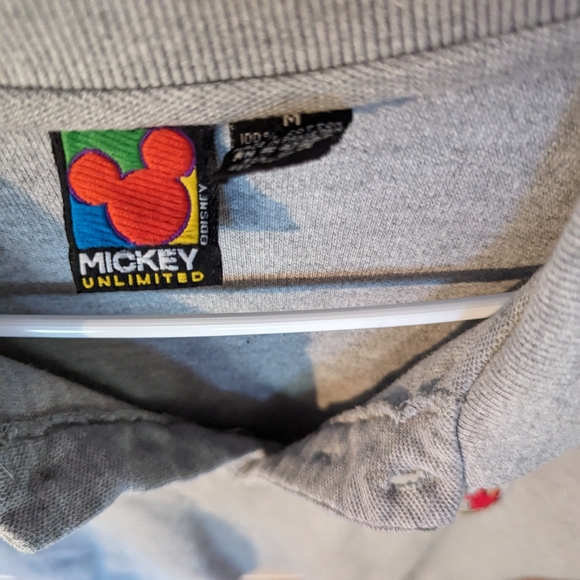 Disney Unlimited Mens Sz Medium Embroidered Donald Duck Golfing Polo Shirt Gray - Picture 4 of 7